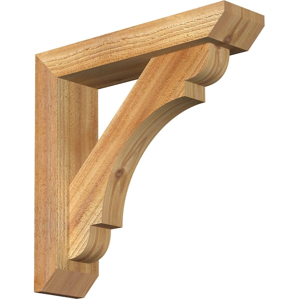 Ekena Millwork Olympic Slat Rough Sawn Bracket w/ Offset Brace, Western Red Cedar, 4"W x 16"D x 16"H BKT0402X16X16OLY06RWR - main